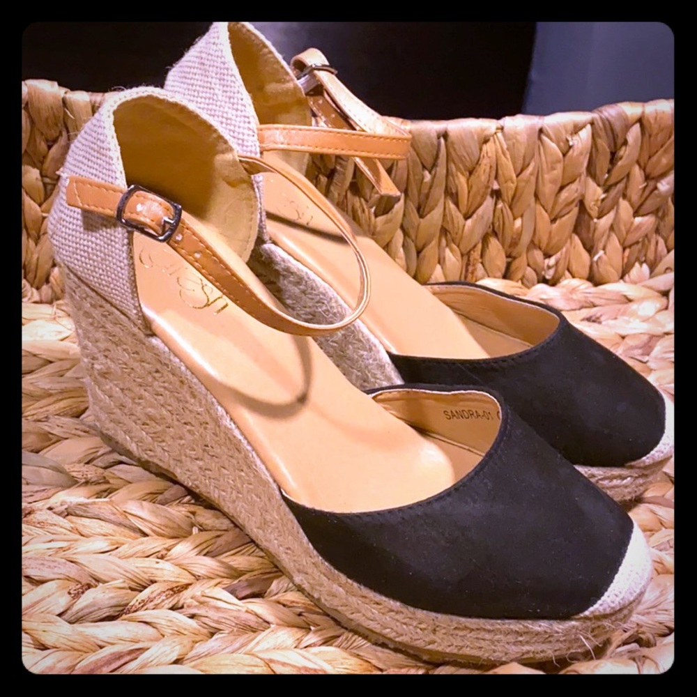 Black Espadrille Wedges